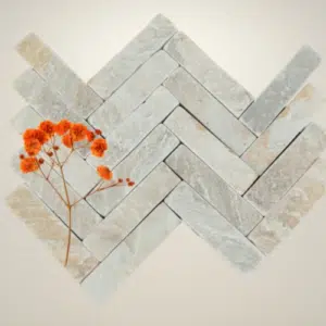 Mint Fossil Herringbone Paving