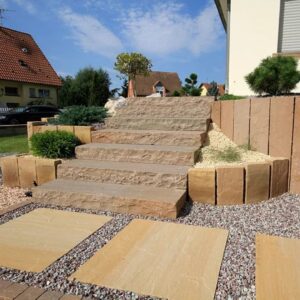 Autumn Brown Sandstone Block Steps